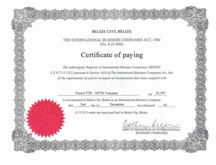 certificate - a sample of the certificate they show on their site to show the proofs of earnings