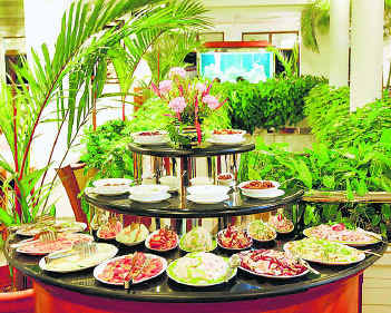 A Buffet on Display - Picture of food items on display in a Restaurent.