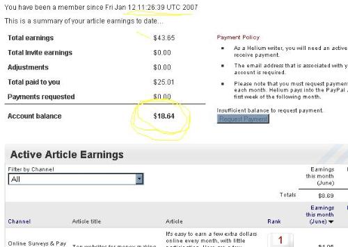 helium.com - A picture of an earnings report on Helium.com.