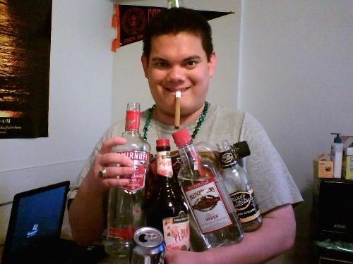 Jackass - this is my friend being a jackass. drinking every drink you can imagine. we have a public access tv show called crunch tv. we do stupid stuff like this all the time.