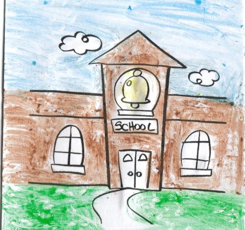A School  -  This is a picture that I colored of a school.