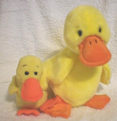 Quackers - The small and large version of Beanie Baby Quackers The Duck.