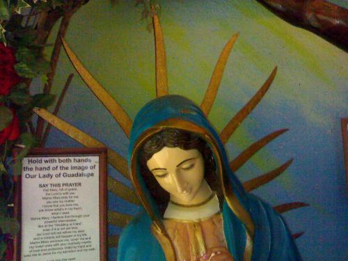 our lady of guadalupe - tthis was taken in the chapel of manaoag in Tagaytay City. Its the image of our lady of guadalupe, its a very serene place and the chapel was so small as you enter you'll see some life size images of Mary and Jesus