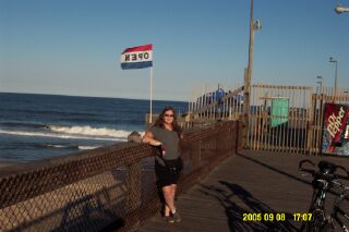 Ocean City Beach - Bike riding on the boardwalk at Ocean City Beach. We didn't see the sign that said no bike riding on the boardwalk until the last day. No one said anything either.