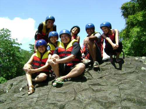 on stone - the group on top of the big rock.