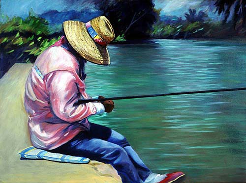 Sleeping - A painting of a sleeping fisherman.