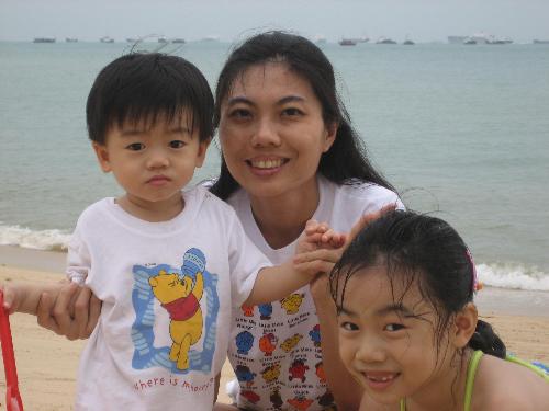 At the beach - The whole family having a whale of a time at the beach.