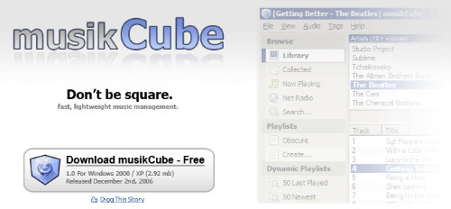 MusikCube - MusikCube Site Screenshot