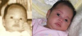 my hubby and my baby - the b&w picture is a baby picture of my husband. while the colored picture is my baby's. don't they look like carbon copies of each other? :P