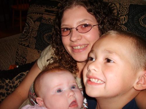 Me and My Babies - I took this picture of me and my kids. My son is 4 and my daughter is 6 months. This picture was taken about 1 month ago at our home.