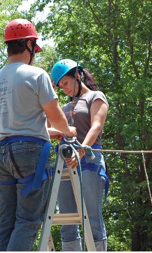 Me getting hooked up! ha ha - To a cable wire to swing from. ha ha