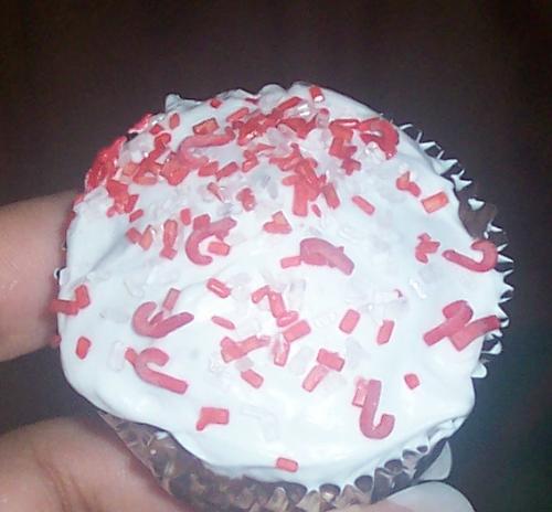 Peppermint Brownie Bites - I made these using a regular brownie mix and adding some peppermint extract to the mix. I then used regular white frosting to which I also added a few drops of peppermint extract. I topped it off with crushed candy canes and served it at an office Christmas party.