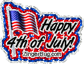 Fourth of July well wishes - glitter graphics of flag in celebration of Fourth of July