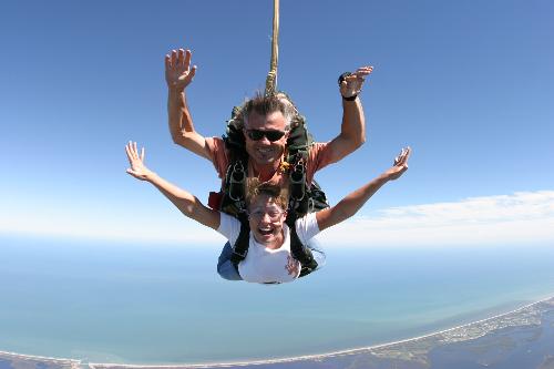 Skydiving - This is a picture of my skydiving about 4 years ago in Florida. This picture was taken during the freefall. Biggest adrenaline rush ever!