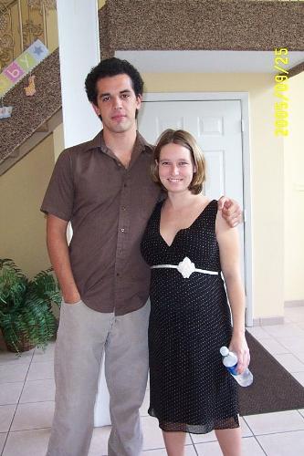 Pregnant picture - This is a picture of me and my fiance when I was 8 months pregnant. Of course you can't tell how big I was since I was wearing a black dress.