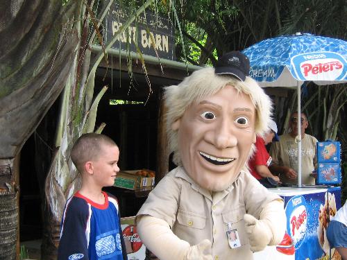 Steve Again - Here is my son Sam with Larger Than Life Steve who had just stolen his hat