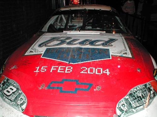 Dale Earnhardt Jr 2004 Daytona 500 car - This is the front of Dale Earnhardt Jr 2004 Daytona 500 car that is inside the DEI showroom.