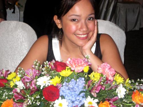 me and my flowers - at a major party thrown by the company i work for