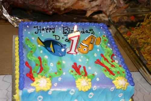 Birthday cake - my son's first birthday cake, 'finding nemo birthday cake '