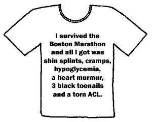 T-Marathon - A person did these after run at Boston Marathon.