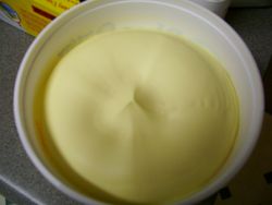 margarine - A pristine tub of margarine.