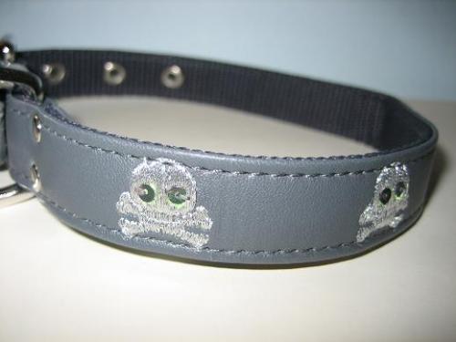 Dog Collar - A dog collar bought at target with skulls and crossbones on it.