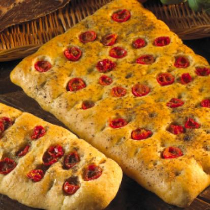 Focaccia Bread - A baked flatbread that can be served plain or with a variety of tasty toppings. It is similar to pizza but doesn't have sauce on it. Focaccia Bread - A baked flatbread that can be served plain or with a variety of tasty toppings. It is similar to pizza but doesn't have sauce on it.