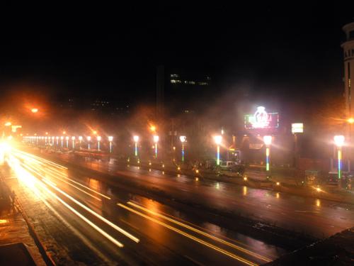 Night time photography - Night time photography without flash is now possible with many modern cameras, but the long exposure time required means that it is advisable to use a fast film (ISO400-1600). Use a tripod to avoid camera shake. Cityscapes, which may be dismal and uninteresting during the day, can make excellent subjects for night photography, transformed by illuminated street lamps, vehicle lights, windows, and shop signs.