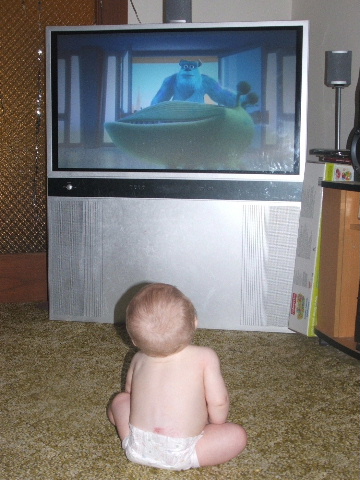 40' wide screen, rear projection TV - Here's a photo of the TV, my daughter is watching Monsters Inc on it - she loves that movie!