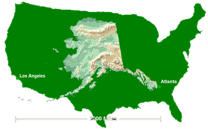 Alaska vs United States - This is a picture that compares the size of The State of ALaska to the size of The United States.