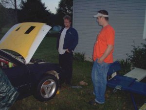me, my brother in law and my new car - I rolled my old one so I took my street car and turned it into my new racecar.