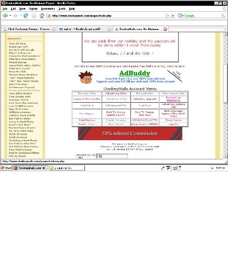 Donkey mails - Screen shot of Donkey mails website.