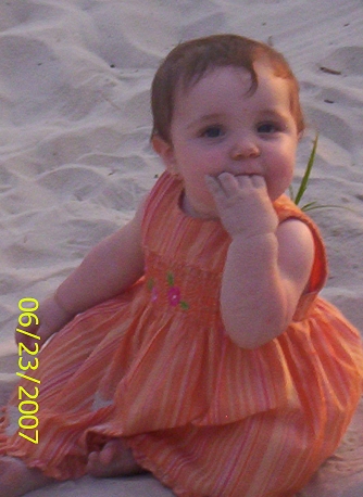 Jazzlyn on the Beach - My daughter&#039;s first trip to the beach! Oh all the sand we had to clean off of her!