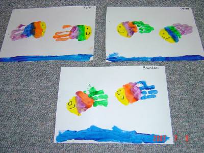 Handprint Rainbow Fish - Handprint Rainbow Fish made by my daycare children.