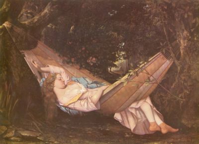 siesta - Painting of a young woman having siesta.