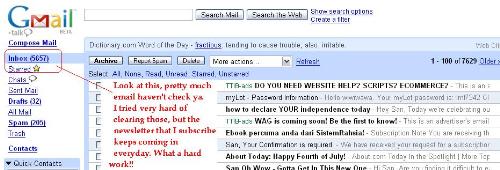 My mail  - Look at that, pretty much mails that I haven't read through. terrible ya.