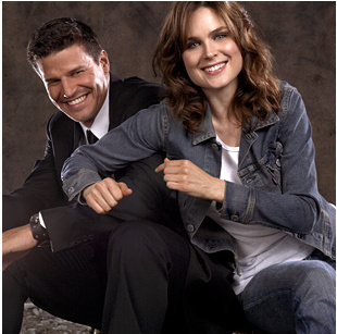 David Boreanaz and Emily Deschanel - A little clowning around by the stars.
