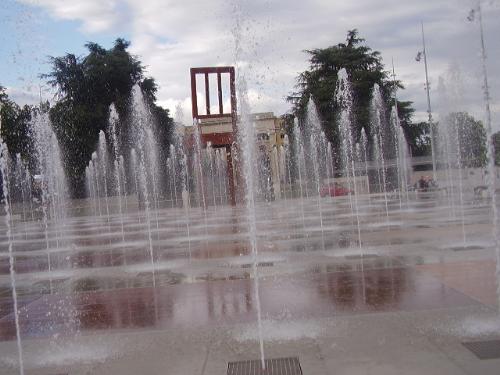 geneva - This is the view of the fountains outside the UN office in Geneva.