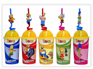 Simpsons Cups/Straws at 7-11 - Cups and straws at 7-11 in honor of the Simpsons movie