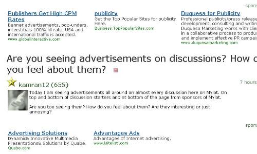 Advertisements - Advertisements appearing on my page