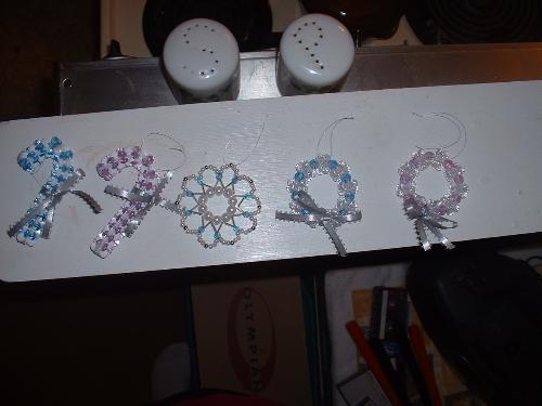 Beaded Yule Ornaments - Some of the types of handmade ornaments that I made that adorn our holiday tree.