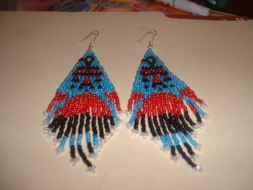 Thunderbird Seed Bead Earrings - These were made by my hubby--too tedious for me to make LOL
