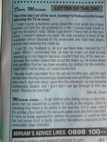 Newspaper Help Column - best advise from a newspaper columnist