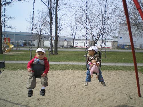 kids at the park - taken during spring, it is the picture of my son DJ and his friend Shaina