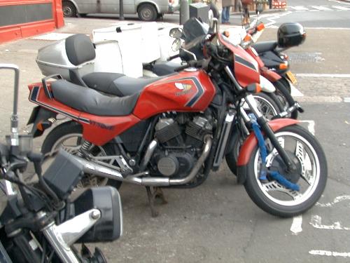 Honda VT 500 - This was a very inexpensive bike - it was slow and noisy, but comfortable and reliable, and took me through a cold wet winter with no problems at all.
