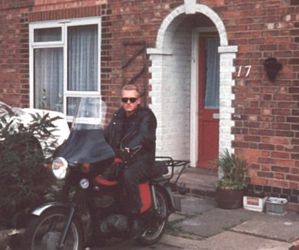 Narcof and MZ - A very much younger Narcof, on my first ever motorcycle, an MZ. This was slow, noisy, broke down a lot, and made me dirty, but it was also fun, dangerous and a fine introduction into the world of bikes.