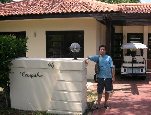 front of villa - setting off for badminton