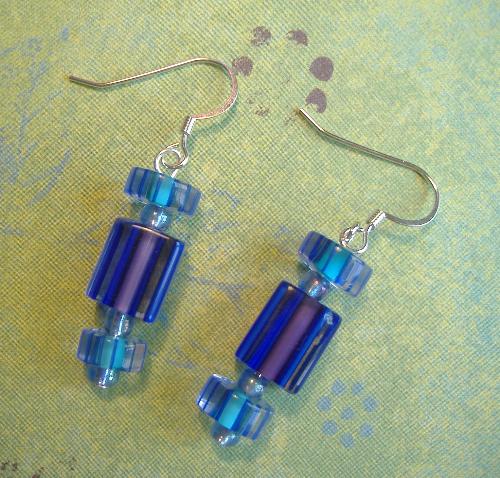 Blue Stripe earrings - Available at www.tangerinesunshine.etsy.com