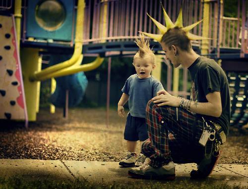 punk - a punk father, and a punk son in a playground  image by: girltripped