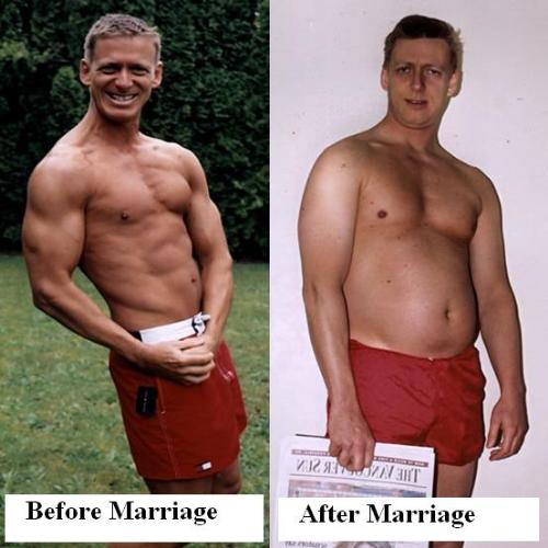 Before and After Marriage - This is a picture I found of someone before and after some diet program and I switched the order of the pictures to exibit an example of how some people let themselves go after getting married.
